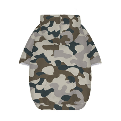 Grey And Brown Camouflage Print Dog Zip Up Hoodie