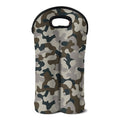 Grey And Brown Camouflage Print Double Neoprene Wine Tote