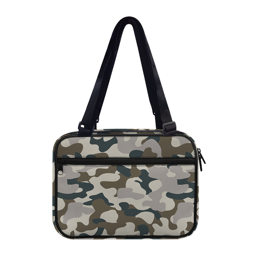 Grey And Brown Camouflage Print Double Strap Bible Bag