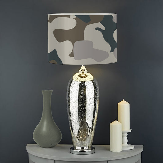 Grey And Brown Camouflage Print Drum Lamp Shade