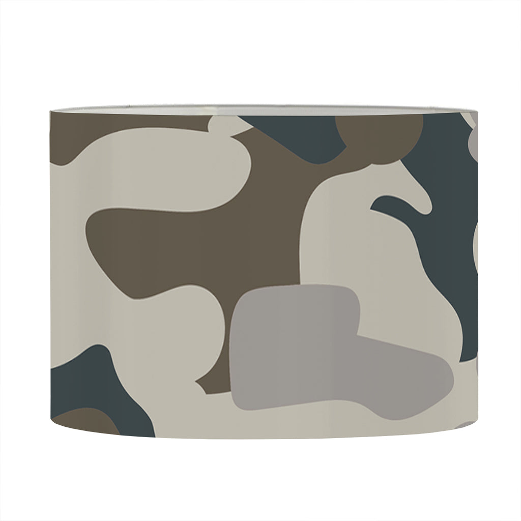 Grey And Brown Camouflage Print Drum Lamp Shade