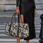 Grey And Brown Camouflage Print Duffle Bag