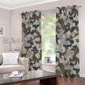 Grey And Brown Camouflage Print Extra Wide Grommet Curtains