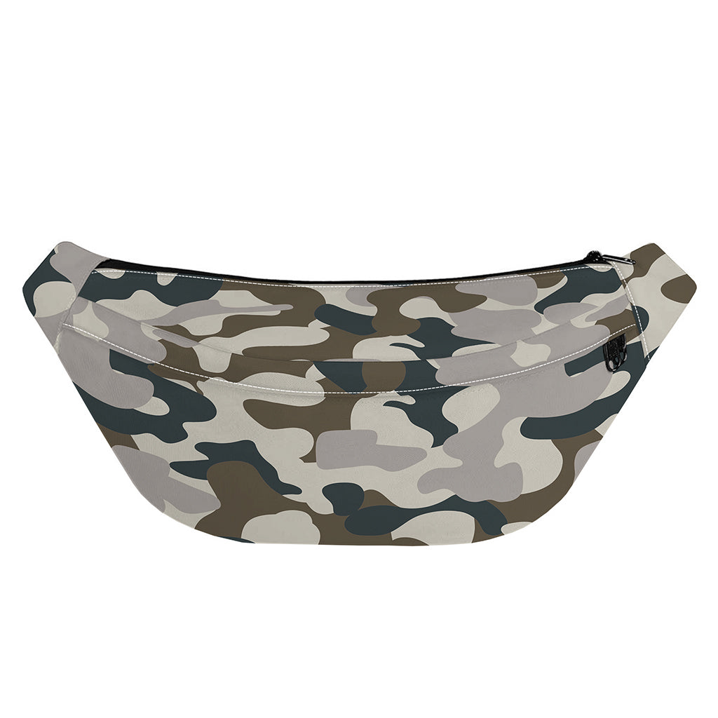 Grey And Brown Camouflage Print Fanny Pack