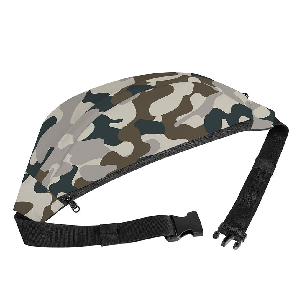 Grey And Brown Camouflage Print Fanny Pack