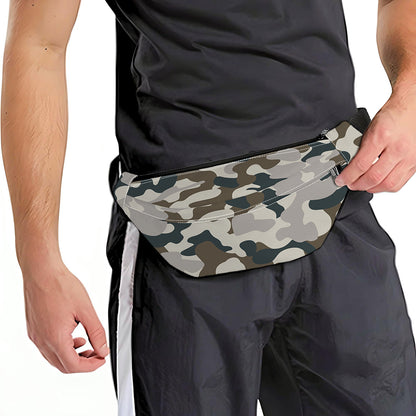 Grey And Brown Camouflage Print Fanny Pack