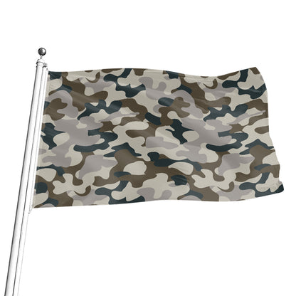 Grey And Brown Camouflage Print Flag