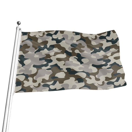 Grey And Brown Camouflage Print Flag