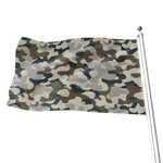 Grey And Brown Camouflage Print Flag