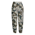 Grey And Brown Camouflage Print Fleece Lined Knit Pants