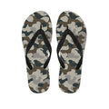 Grey And Brown Camouflage Print Flip Flops