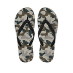 Grey And Brown Camouflage Print Flip Flops