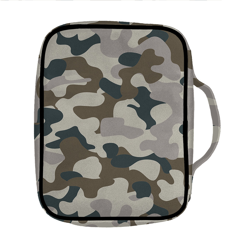 Grey And Brown Camouflage Print Front Pocket Bible Bag