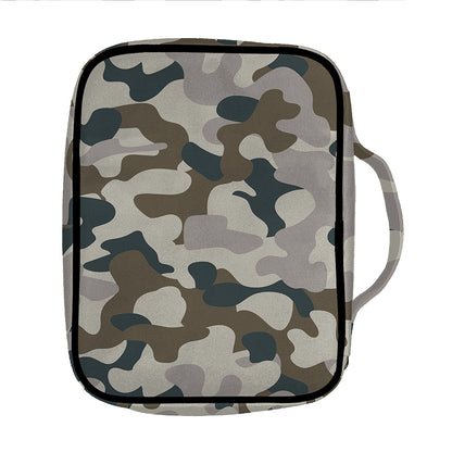 Grey And Brown Camouflage Print Front Pocket Bible Bag