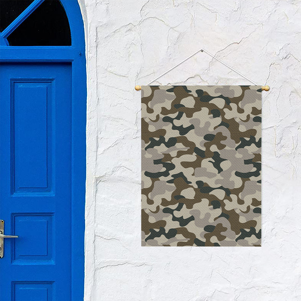 Grey And Brown Camouflage Print Garden Flag