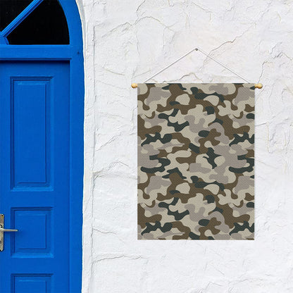 Grey And Brown Camouflage Print Garden Flag