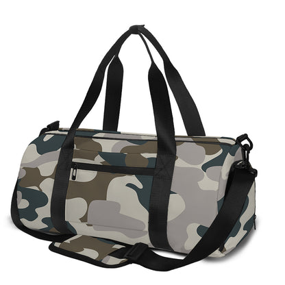 Grey And Brown Camouflage Print Gym Bag