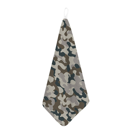 Grey And Brown Camouflage Print Hand Towel