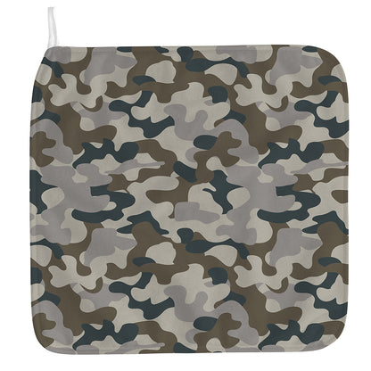 Grey And Brown Camouflage Print Hand Towel