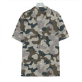 Grey And Brown Camouflage Print Hawaiian Shirt
