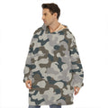 Grey And Brown Camouflage Print Hoodie Blanket