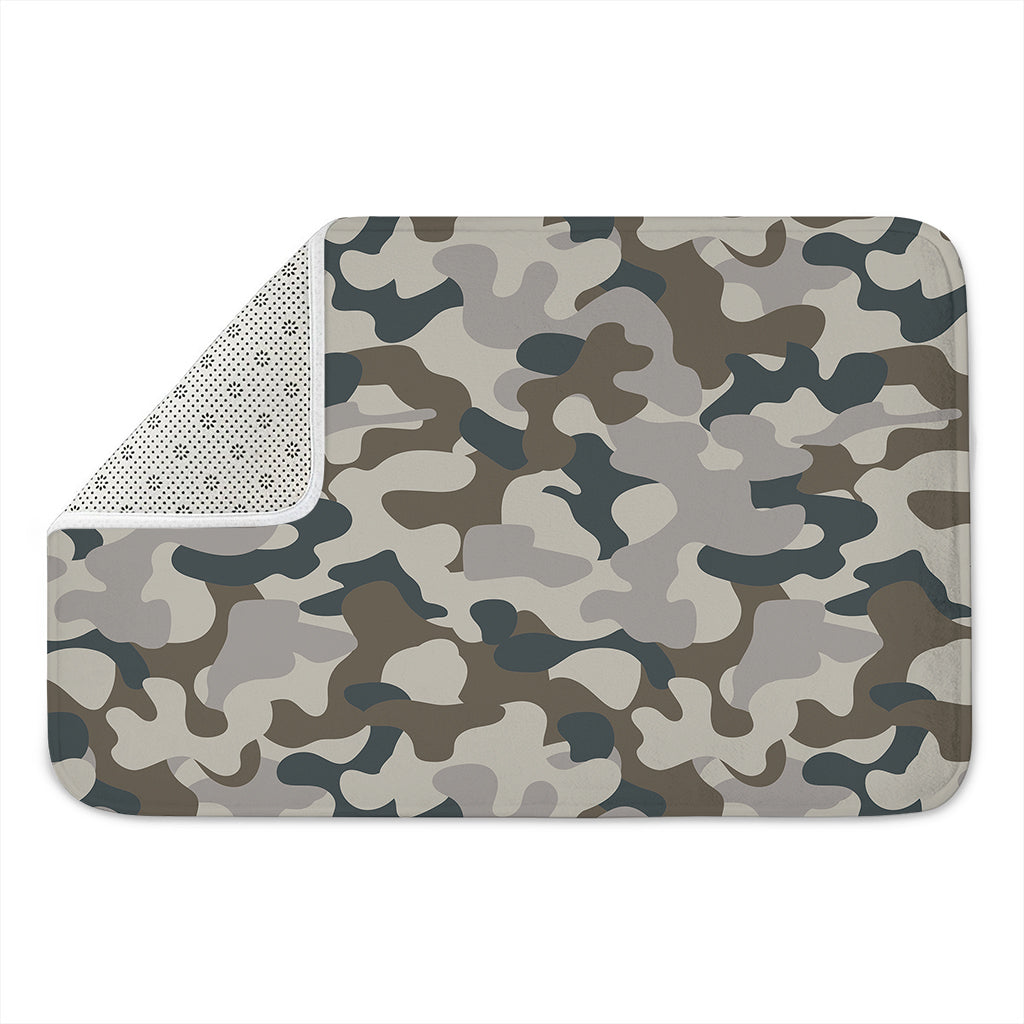 Grey And Brown Camouflage Print Indoor Door Mat