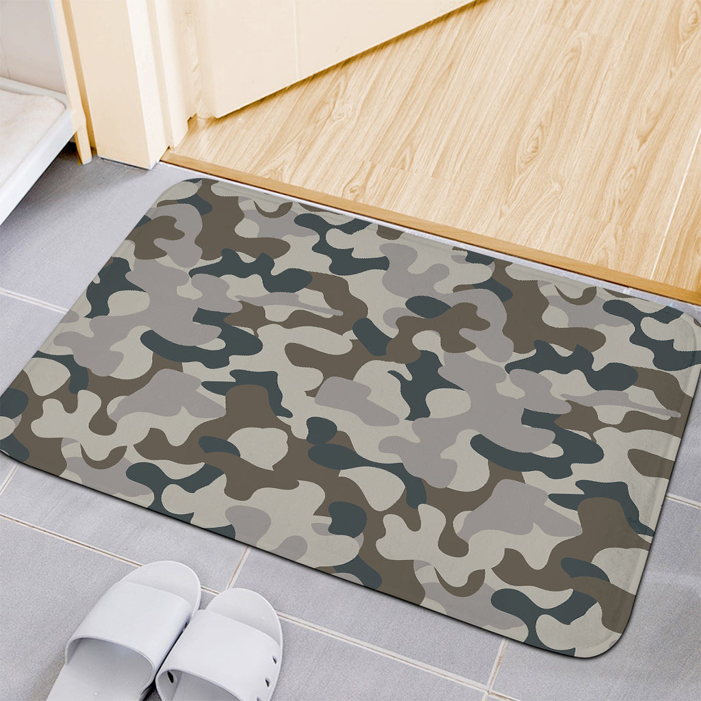 Grey And Brown Camouflage Print Indoor Door Mat