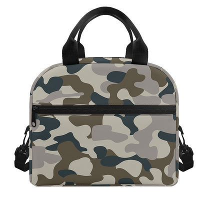 Grey And Brown Camouflage Print Insulated Lunch Bag