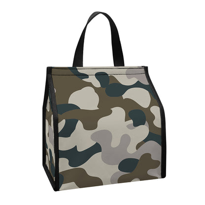 Grey And Brown Camouflage Print Insulated Lunch Tote