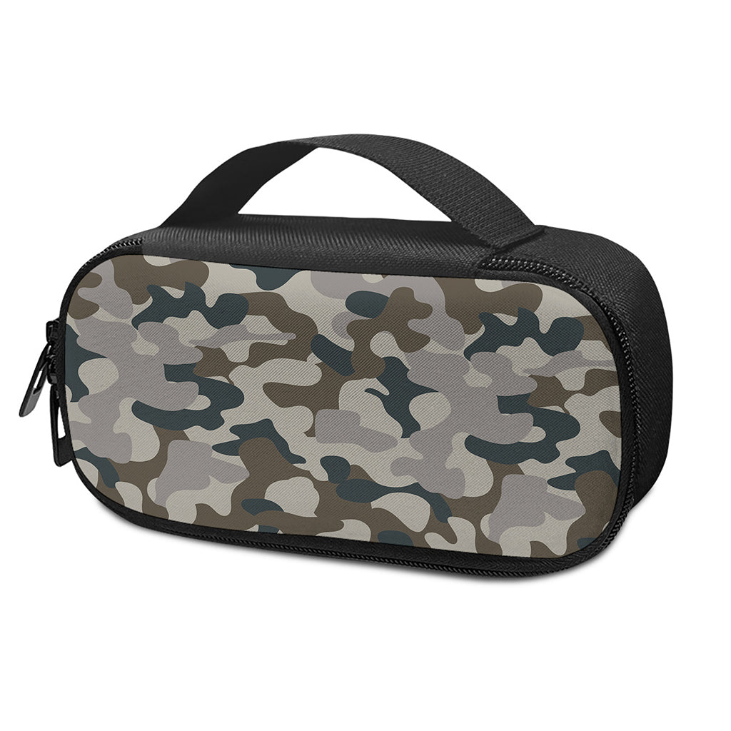 Grey And Brown Camouflage Print Insulin Cooler Travel Case