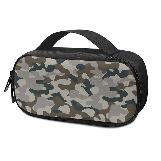 Grey And Brown Camouflage Print Insulin Cooler Travel Case