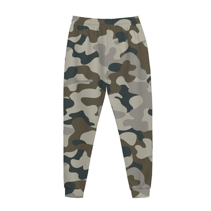 Grey And Brown Camouflage Print Jogger Pants
