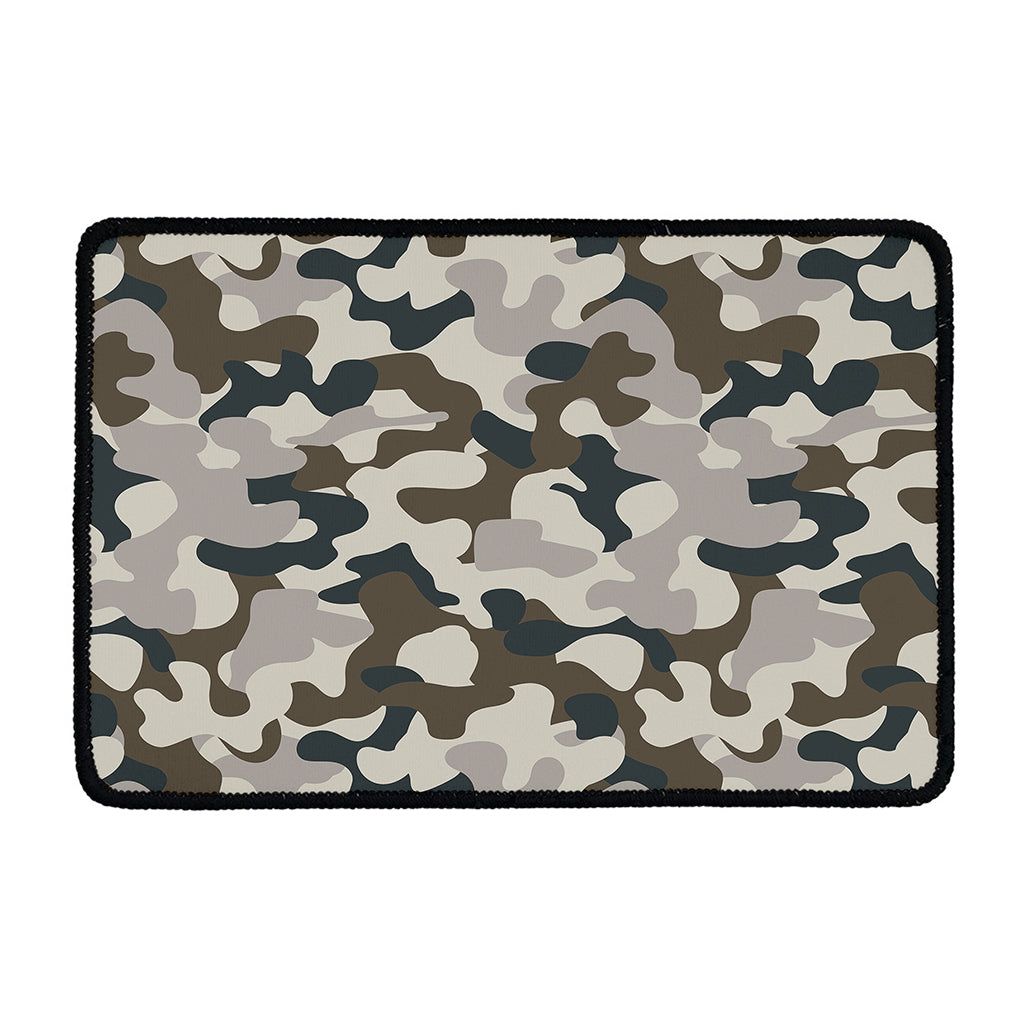 Grey And Brown Camouflage Print Kitchen Mat