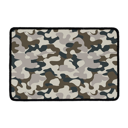 Grey And Brown Camouflage Print Kitchen Mat