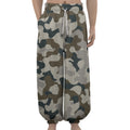 Grey And Brown Camouflage Print Lantern Pants