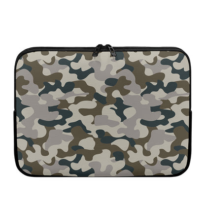 Grey And Brown Camouflage Print Laptop Sleeve