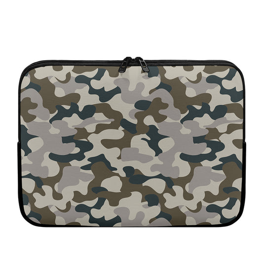 Grey And Brown Camouflage Print Laptop Sleeve
