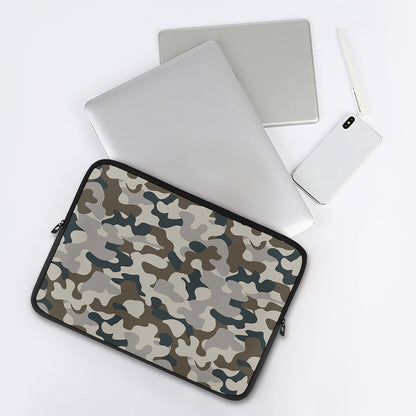 Grey And Brown Camouflage Print Laptop Sleeve