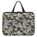 Grey And Brown Camouflage Print Laptop Sleeve With Handle