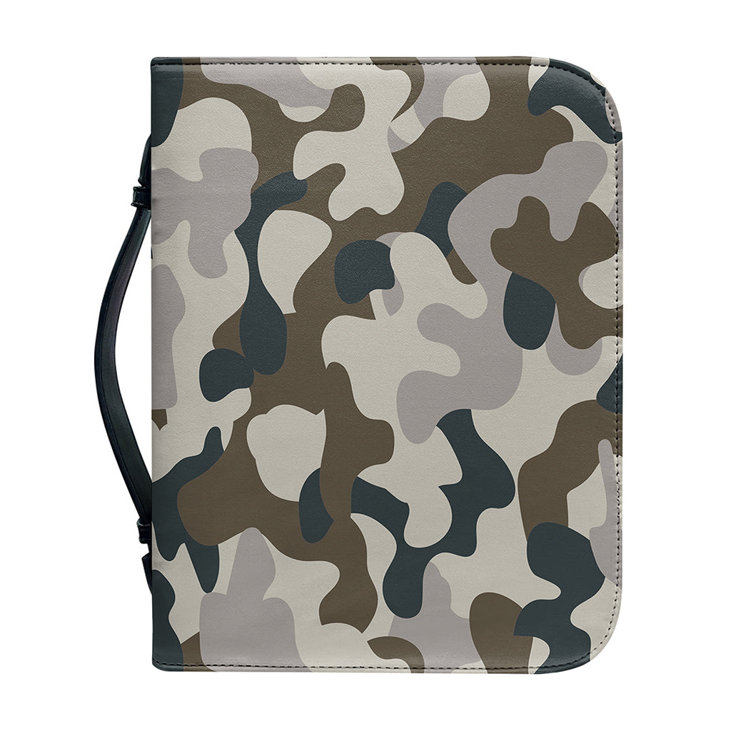 Grey And Brown Camouflage Print Leather Bible Cover