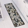 Grey And Brown Camouflage Print Long Kitchen Mat