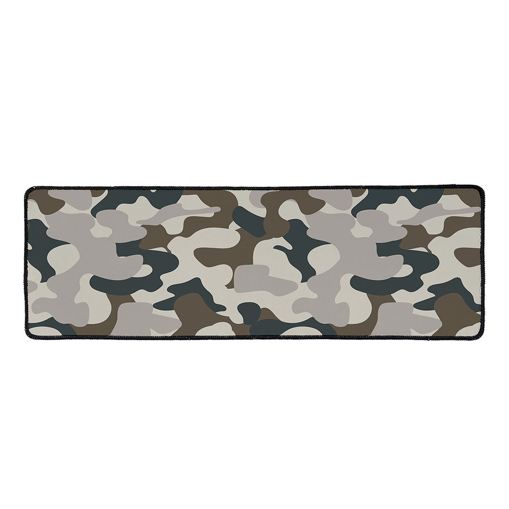 Grey And Brown Camouflage Print Long Kitchen Mat