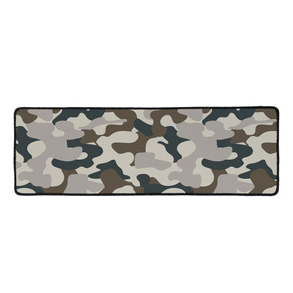 Grey And Brown Camouflage Print Long Kitchen Mat