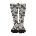 Grey And Brown Camouflage Print Long Socks