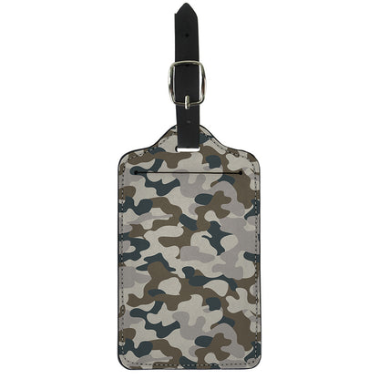 Grey And Brown Camouflage Print Luggage Tag