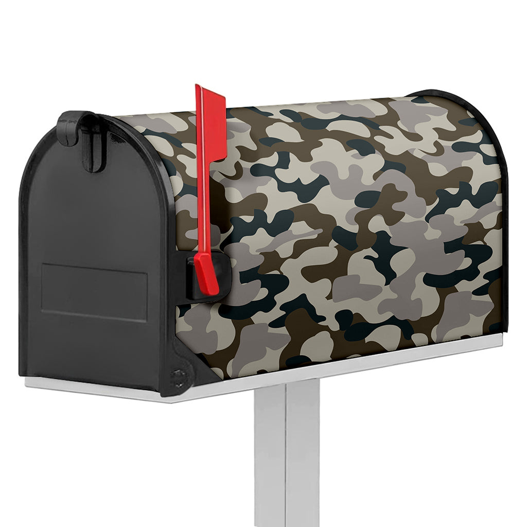 Grey And Brown Camouflage Print Mailbox Cover