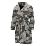 Grey And Brown Camouflage Print Men's Bathrobe