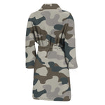 Grey And Brown Camouflage Print Men's Bathrobe
