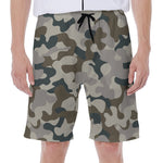 Grey And Brown Camouflage Print Men's Beach Shorts