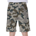 Grey And Brown Camouflage Print Men's Beach Shorts